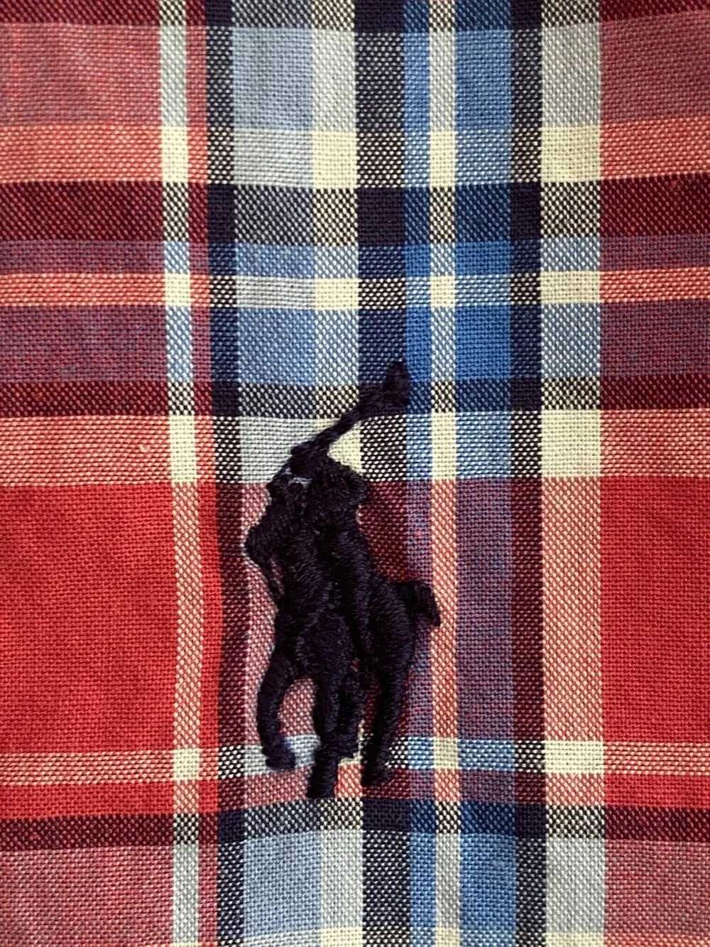 Ralph Lauren Boys Red Blue Plaid Button Down Shirt L 14-16